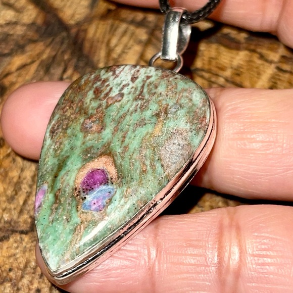 Teardrop Ruby Fuchsite Pendant 2 1/4” - Picture 8 of 11